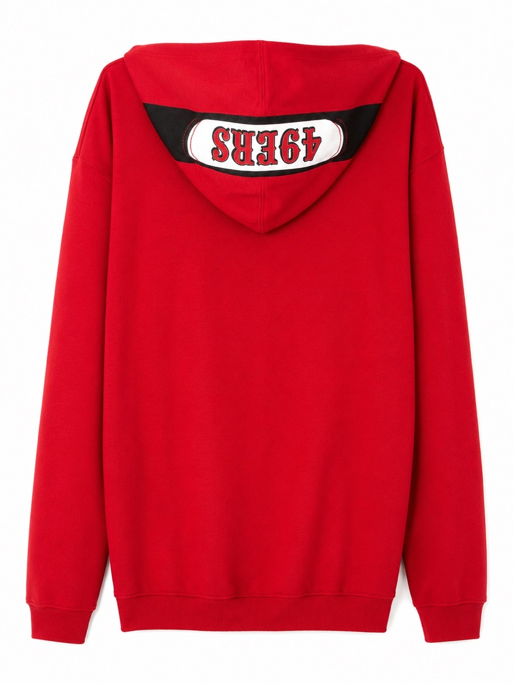 SF 49ers Red Full-Zip Hoodie with Branded Neck Tag - Picture 3 of 4